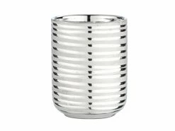 Brandneu ⭐ Wenko Mundspülbecher Vilalba - 7,4/9,7/7,4 cm in silberfarben ⌛