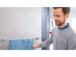 Neu 💯 Tesa Handtuchhalter Exxcellent - 63/5/8,5 cm in silberfarben 💯 -Badaccessoires Verkaufsgeschäft online 24609937 milieu nebenbild